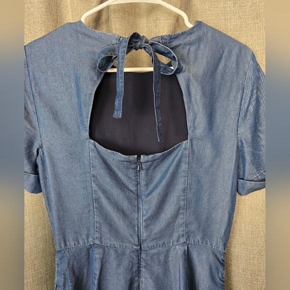 BANANA REPUBLIC Denim CHAMBRAY A Line Fit & Flare Short Sleeve Dress Size 0 - Picture 4 of 6